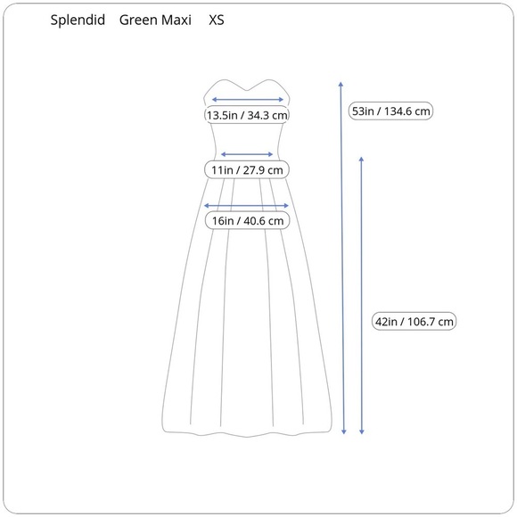 Splendid Strapless Maxi Dress Green Mint Side Slit XS Extra Small - Picture 10 of 11